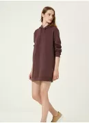 Kapüşonlu Mini Elbise Bordo Mini Elbise