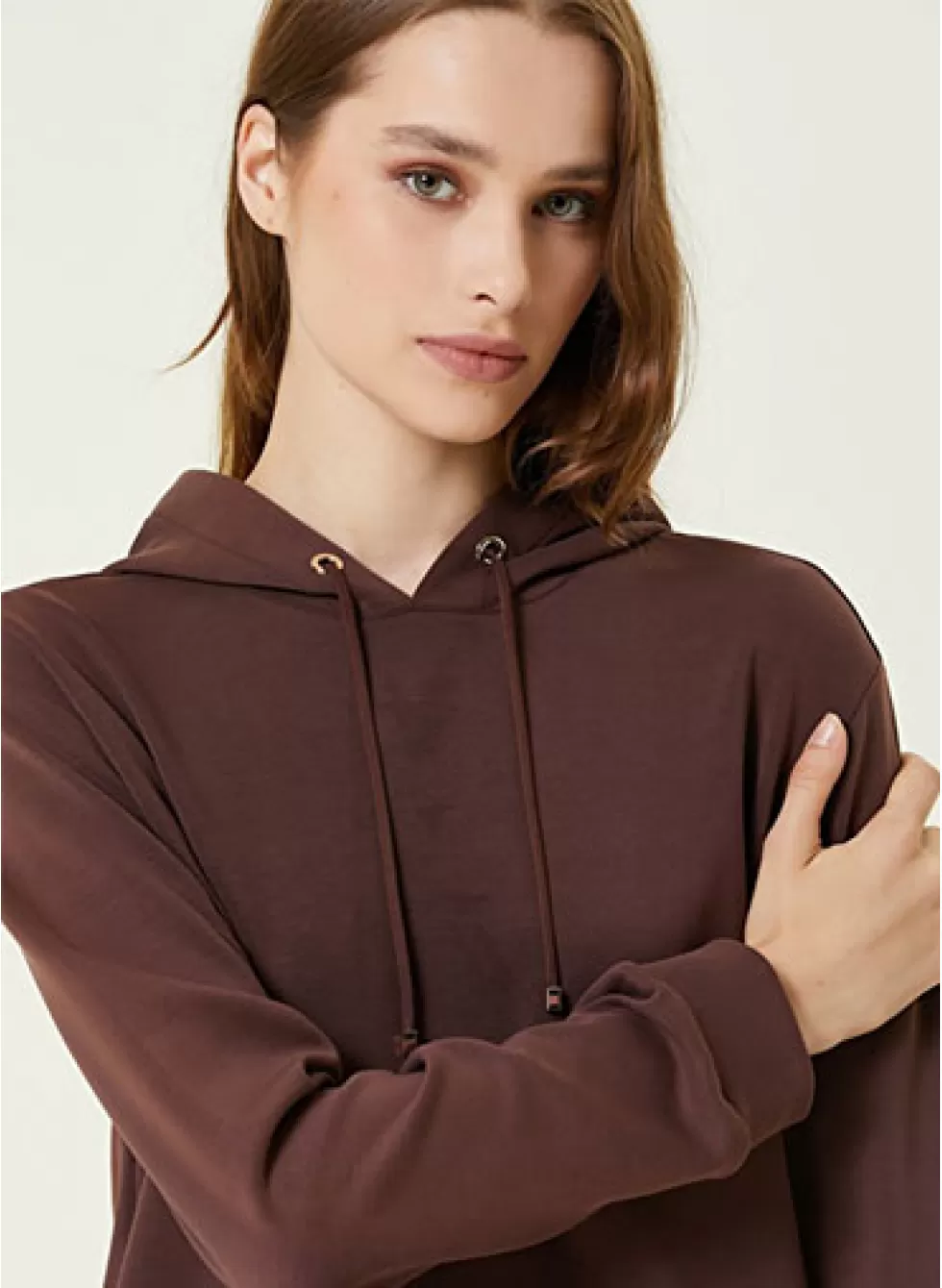 Kapüşonlu Mini Elbise Bordo Mini Elbise